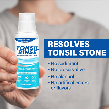 Tonsil Stone Remover Mouthwash - Natural Ingredients, Soothes Tonsils & Fresh Breath (Mint)