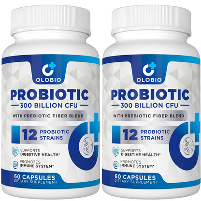 300 Billion CFU Probiotic with 12 Strains & 3 Organic Prebiotics – Daily Digestive & Immune Support, Vegan, Shelf-Stable, 120 Count
