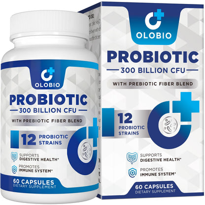 300 Billion CFU Probiotic – 12 Strains + 3 Prebiotics, Vegan