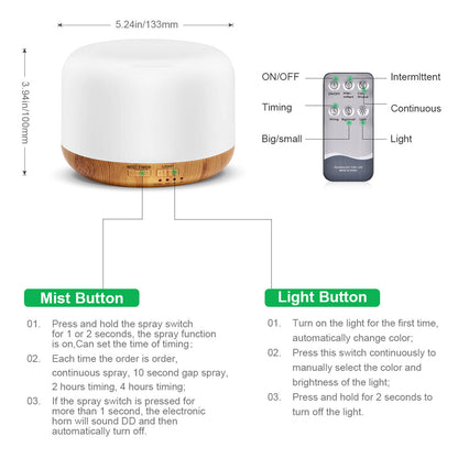 300ML Essential Oil Diffuser with Remote Control – Ultrasonic Cool Mist Humidifier, 7 LED Colors, Auto-Off