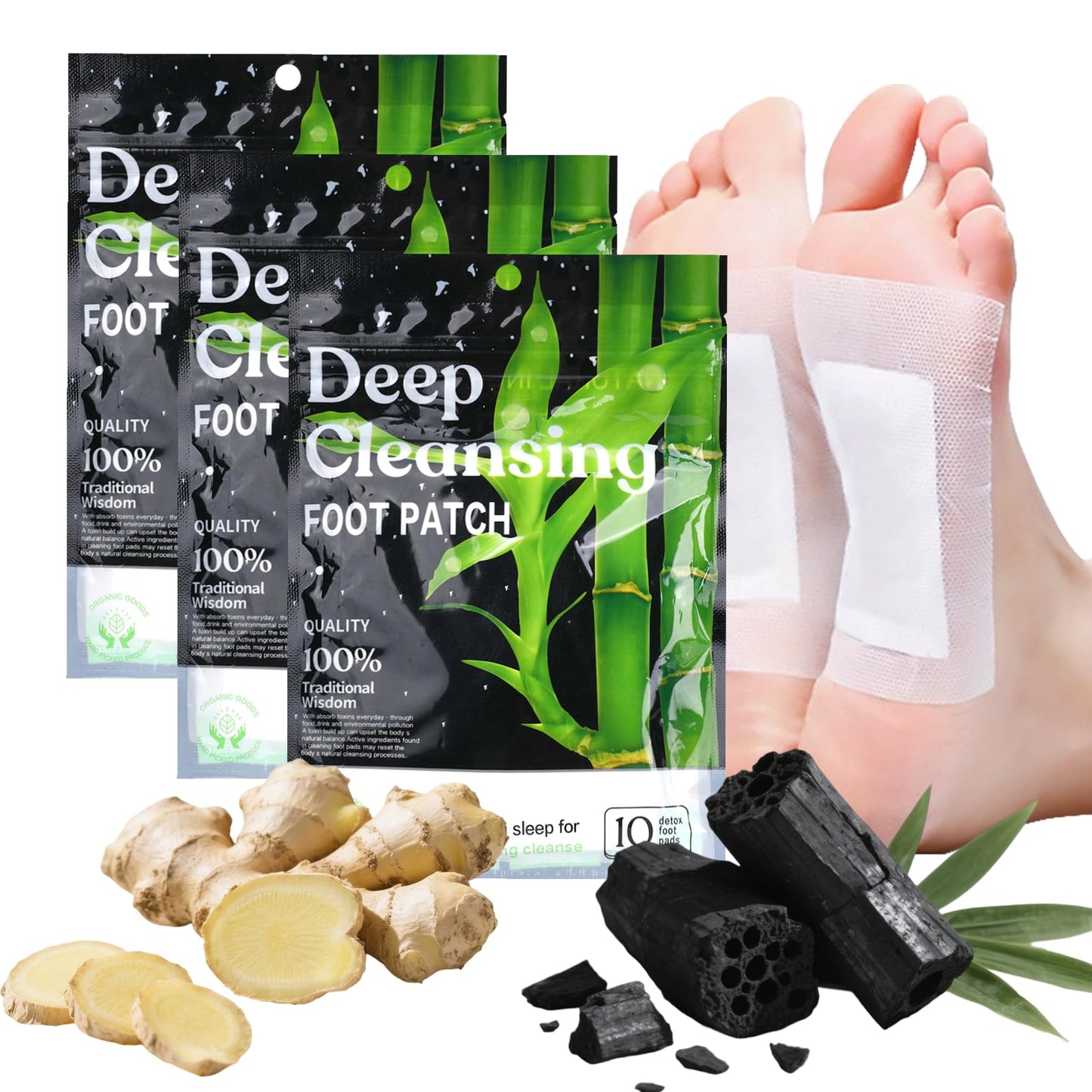 30PCS Bamboo Ginger Foot Pads – Deep Cleansing & Relaxation