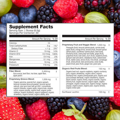 310 Nutrition Organic Superfood Greens Powder – Immune Support, Berry Flavor, 30 Servings