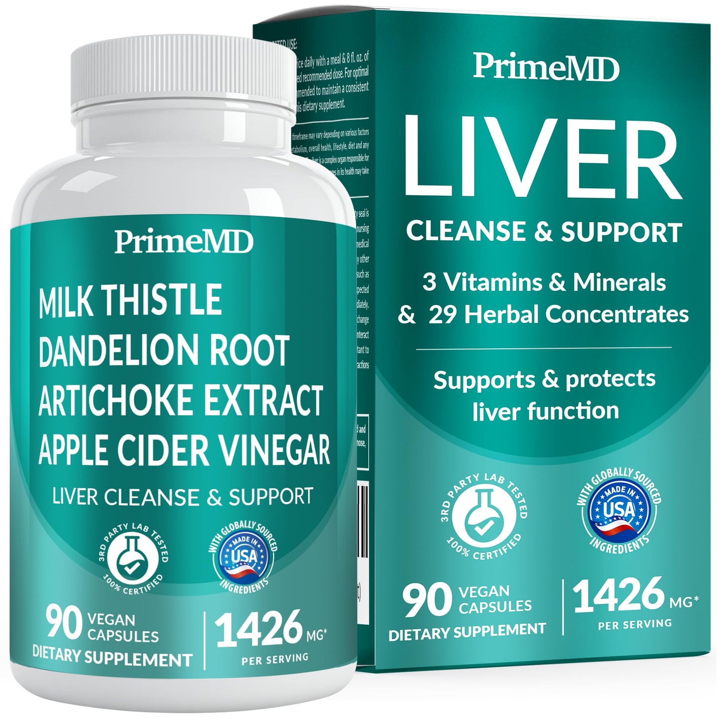 32-in-1 Liver Support Supplement – Milk Thistle, Silymarin, Artichoke, Beetroot (1426mg, 90ct)