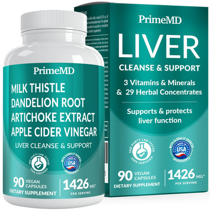 32-in-1 Liver Support Supplement – Milk Thistle, Silymarin, Artichoke, Beetroot (1426mg, 90ct)