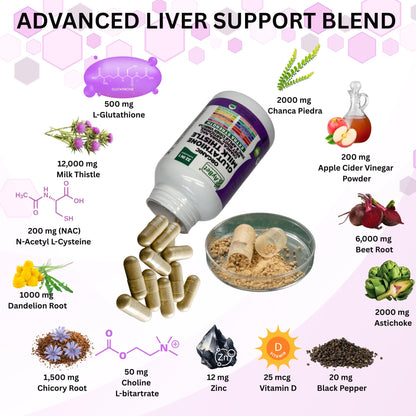 Glutathione NAC Milk Thistle Supplement | Liver Health Support | 32-in-1 Herbal Antioxidant Formula | Halal Vegan Organic Daily Wellness