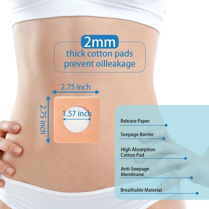 32 Pcs Castor Oil Belly Button Patches – Anti-Leakage Disposable Pack Wrap