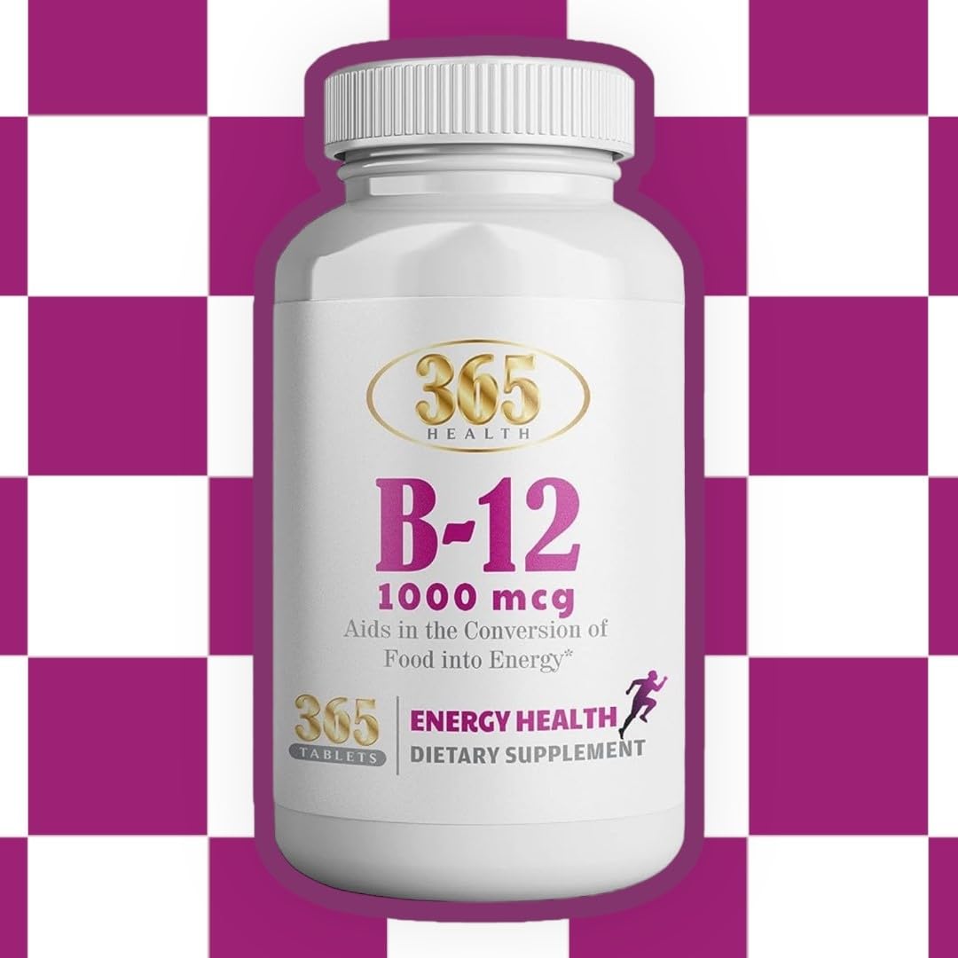 365 Health Vitamin B12 1000mcg Tablets – Energy Metabolism Support (Pack of 2)