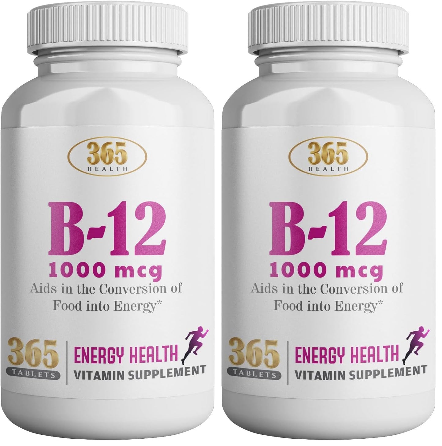 365 Health Vitamin B12 1000mcg Tablets – Energy Metabolism Support (Pack of 2)