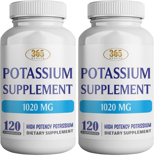 365 Health Potassium Supplement 1020 mg | Potassium Bicarbonate | Non-GMO, Gluten Free | Made in USA | 120 Vegetarian Capsules (2-Pack) BritishVita | Premium UK Vitamins & Wellness Supplements