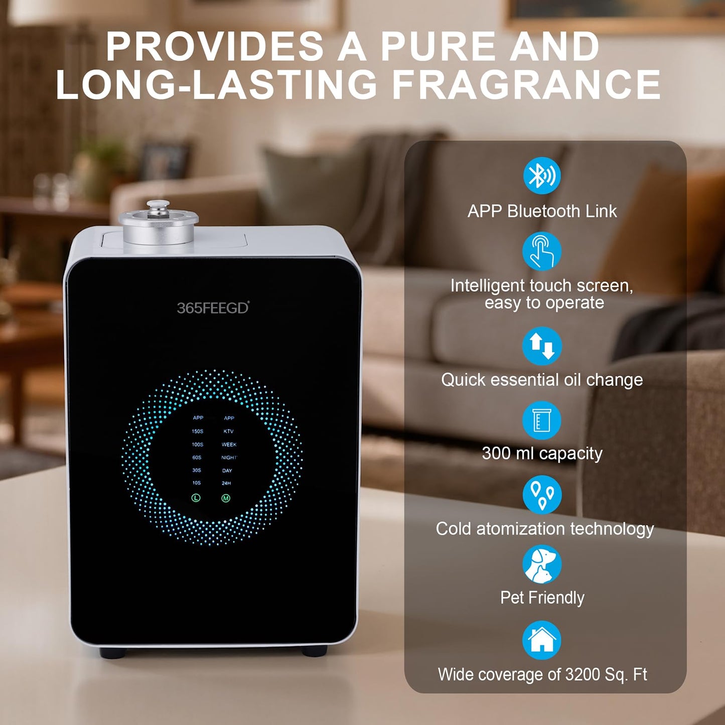 365FEEGD Commercial Waterless Bluetooth Aroma Diffuser for Large Spaces – 3200 ft²