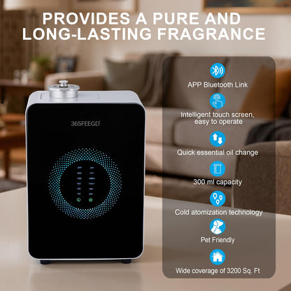 365FEEGD Commercial Waterless Bluetooth Aroma Diffuser for Large Spaces – 3200 ft²