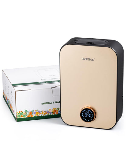 365FEEGD Home Diffuser 150ml – Bluetooth Control, 24/7 Customizable Settings (Black Gold)