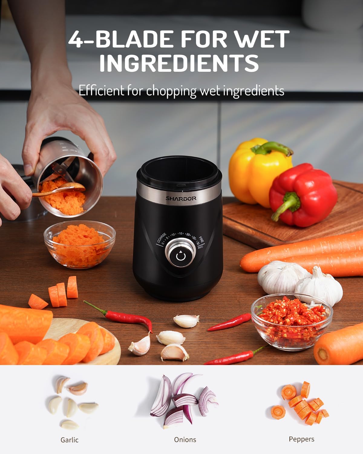 Coffee Grinder Electric 70g with 2 Stainless Steel Cups Spice Nuts SHARDOR