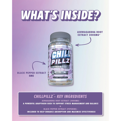 ChillPillz™ - Ashwagandha Extra Strength – 3000mg Root Extract with Black Pepper PILLZ CO.