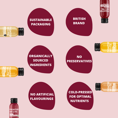 Fighter Shots Ginger + Pomegranate + Vitamin D3 Immunity Shot | 1,200 IU | 60ml | Single, 6-Pack or 12-Pack