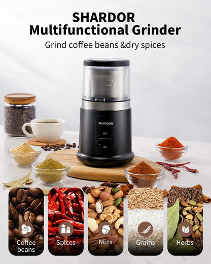 Electric Coffee Grinder 75g with Removable Stainless Steel One Bowl SHARDOR