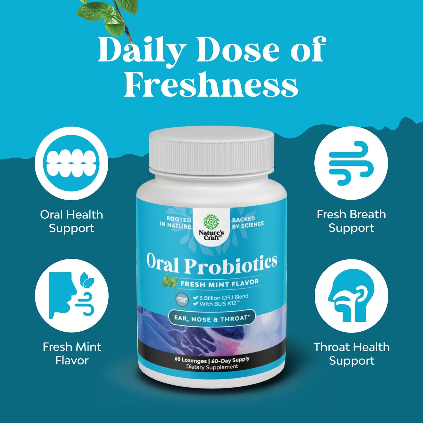 Oral Probiotics for Teeth & Gums - BLIS K12 Mint Lozenges 60ct