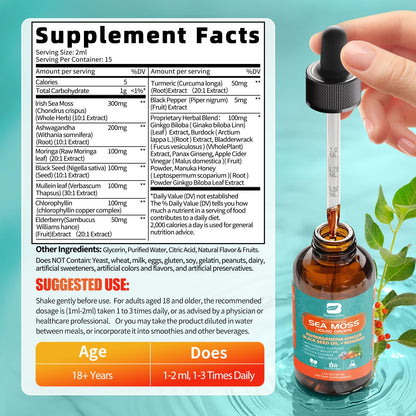 3Pack Sea Moss Drops – Irish Sea Moss Chlorophyll Liquid with Black Seed Oil & Immune Support