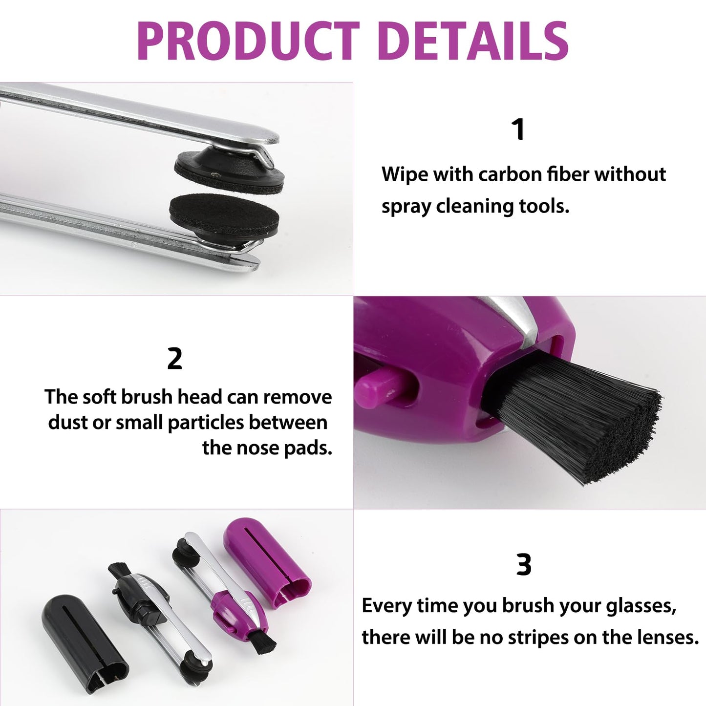 3PCS Glasses Cleaner Kit – Portable Lens Cleaning Set with Microfiber Cloth & Mini Brush