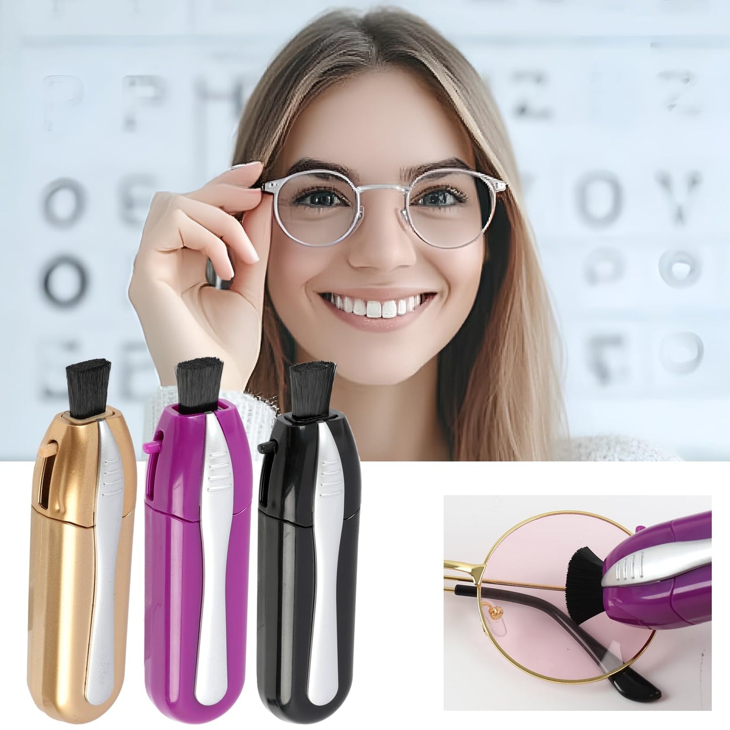 3PCS Glasses Cleaner Kit – Portable Lens Cleaning Set with Microfiber Cloth & Mini Brush