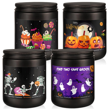 4 Pack 8oz Halloween Scented Candles – Soy Wax Home Decor Gift Set