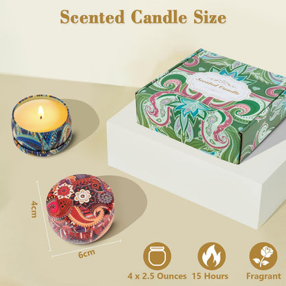 4 Pack Scented Candles Gifts for Women – 10oz Soy Wax, 100 Hours Aromatherapy Set