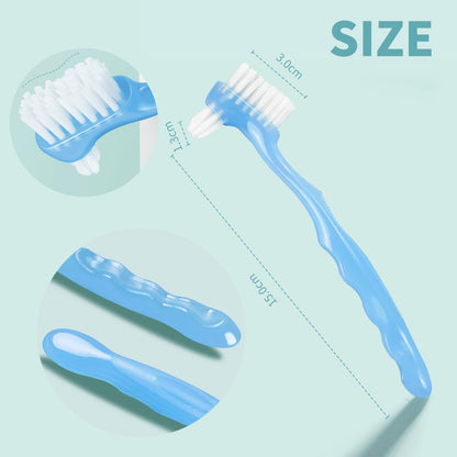 4 Pieces Denture Brush Set - Small Denture Brushes with Ergonomic Rubber Handles