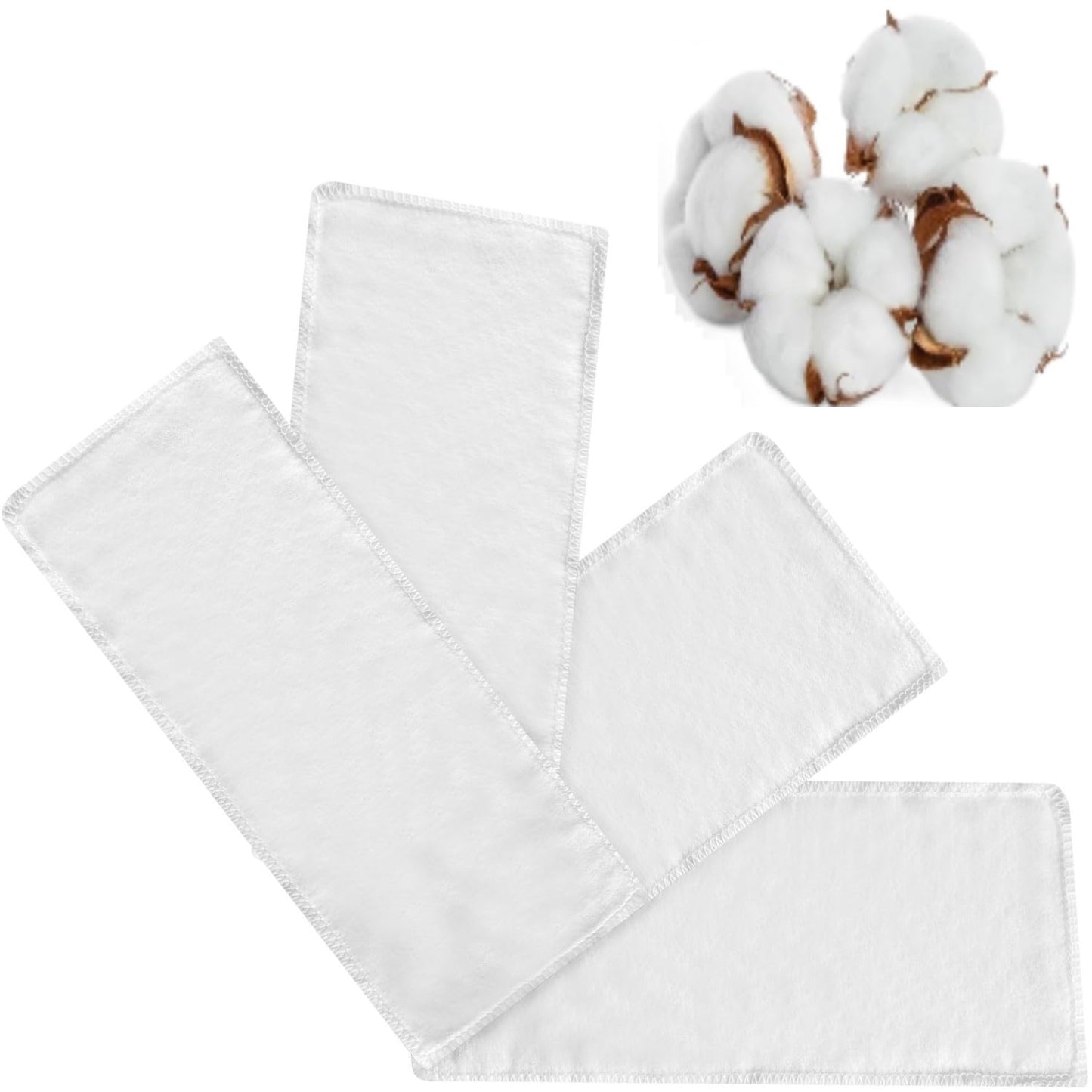 4 Small Organic Cotton Flannel Cloths for Castor Oil Pack Wrap - Reusable & Washable