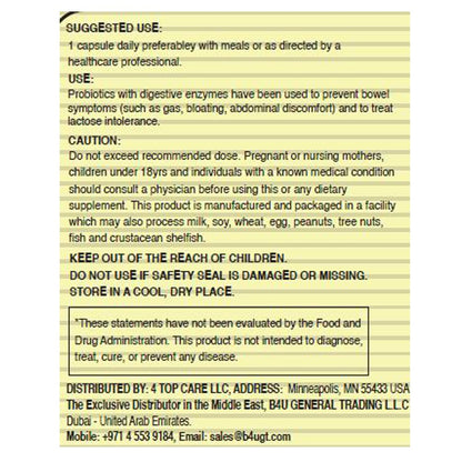 4 Top Care Probiotic Multi-Enzyme with Prebiotics & Acidophilus – Digestive Health