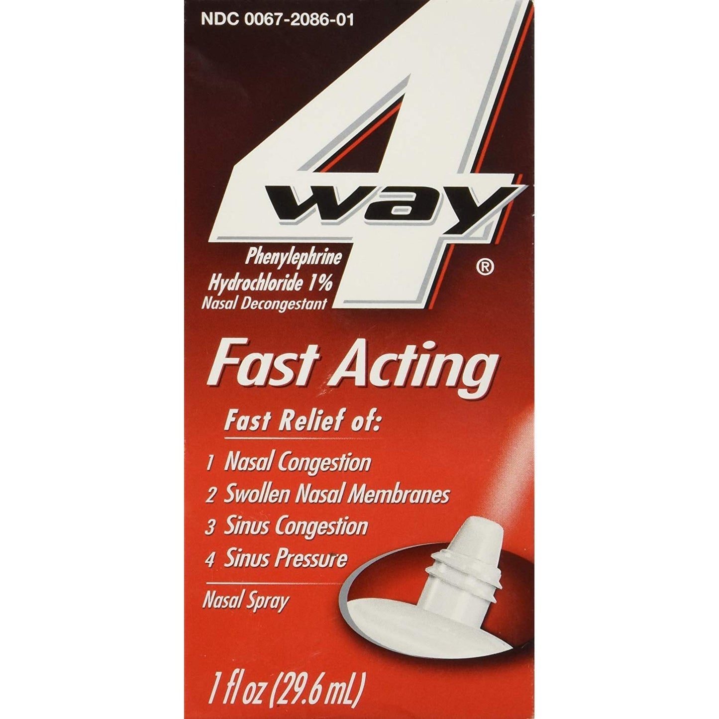 4-Way Fast Acting Nasal Spray - 1 oz, Pack of 6 | Quick Congestion Relief