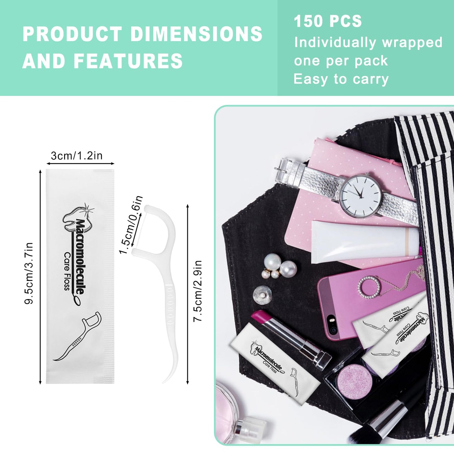 400 Pack Dental Flossers – Individually Wrapped Floss Picks for Travel & Office