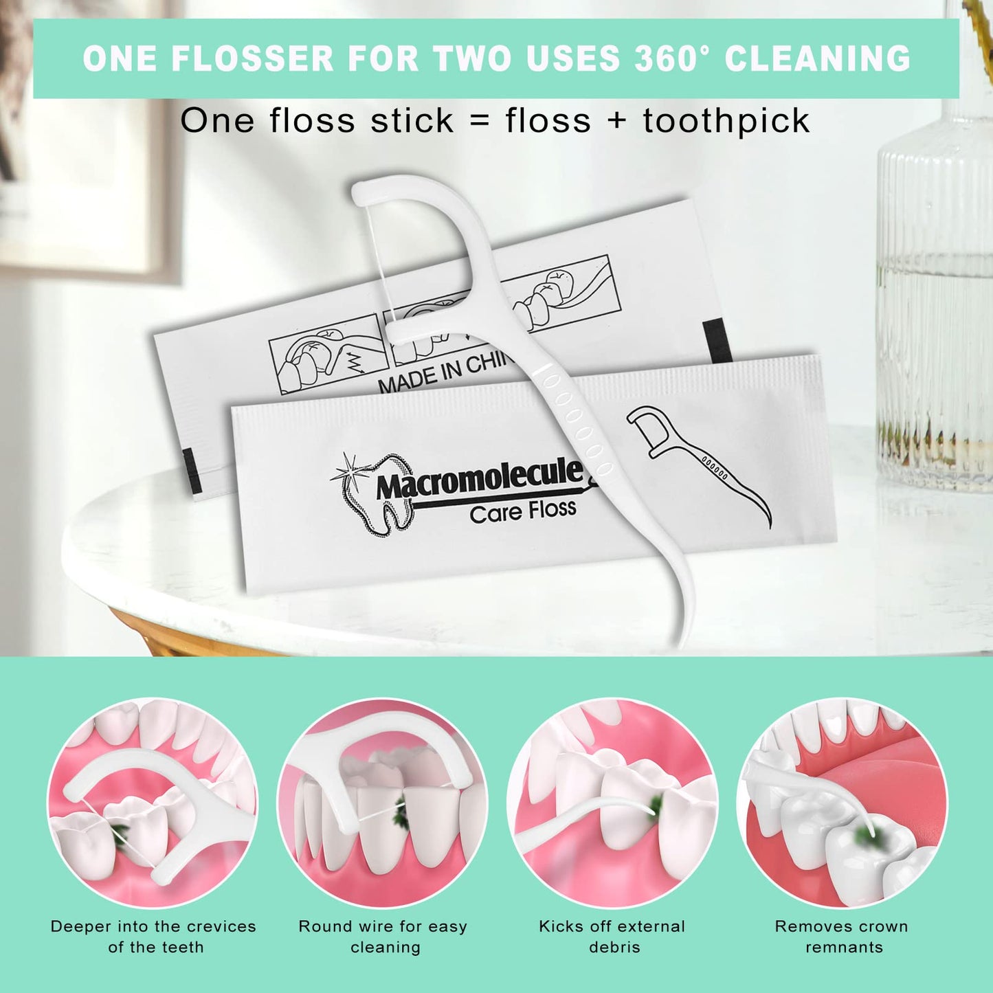 400 Pack Dental Flossers – Individually Wrapped Floss Picks for Travel & Office