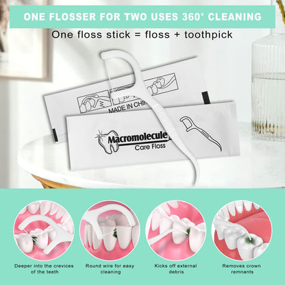 400 Pack Dental Flossers – Individually Wrapped Floss Picks for Travel & Office