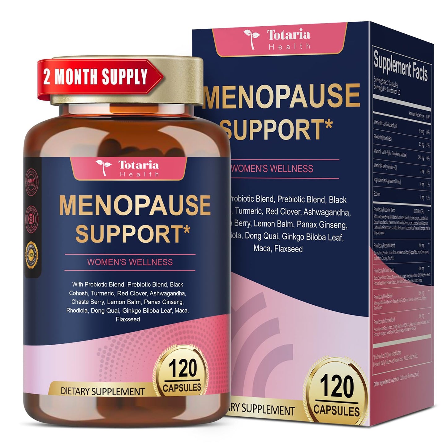 40-in-1 Menopause Supplements for Women – Multibenefit & Complete Black Cohosh, 120 Vegan Caps