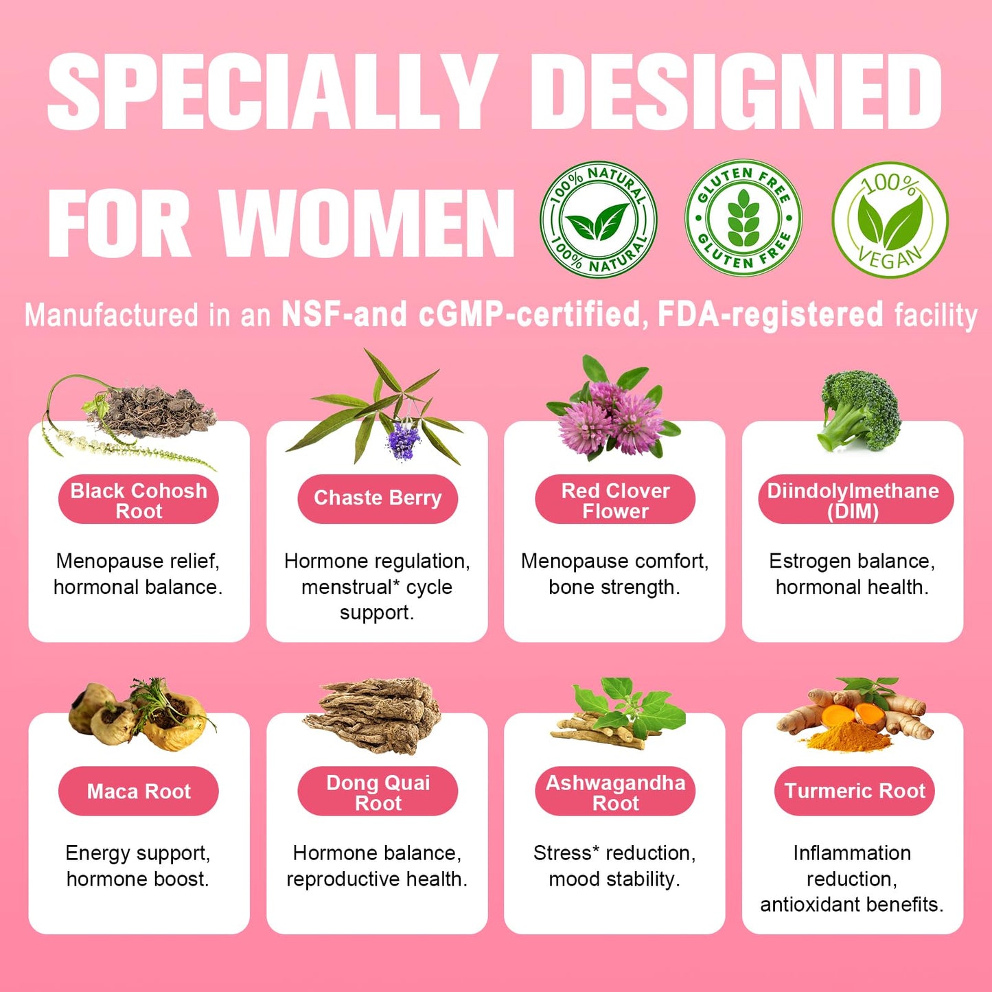 40-in-1 Menopause Supplements for Women – Multibenefit & Complete Black Cohosh, 120 Vegan Caps