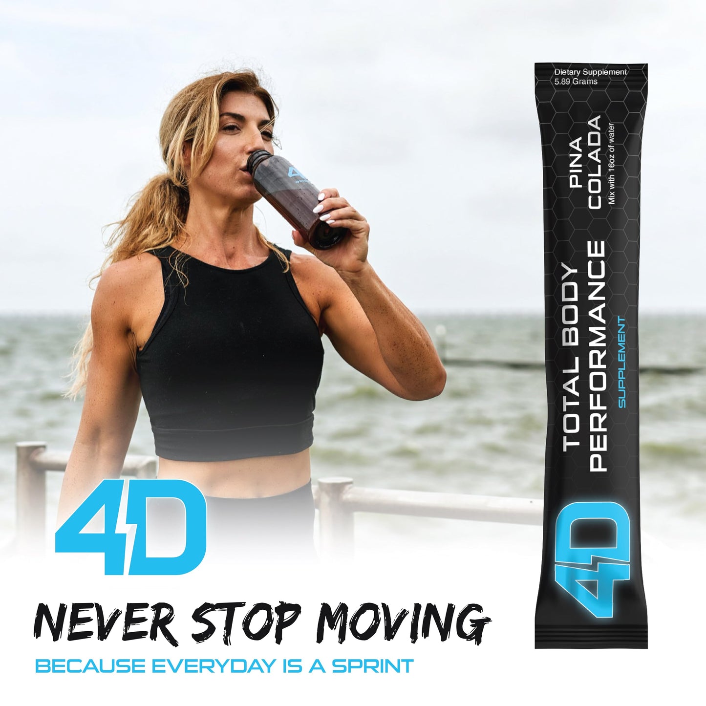 4D Pina Colada 25 Unit Box - Electrolytes, Aminos, Vitamins & Energy Powder Packets - Zero Calories & Sugars - Gluten Free, Non-GMO, Keto & Vegan Friendly