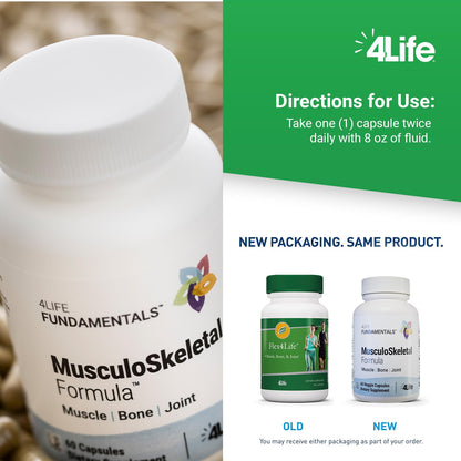 4Life Musculoskeletal Formula - Devil’s Claw, Turmeric, Gotu Kola and Alfalfa for Bone, Joint, Muscle and Tissue Health - 60 Veggie Capsules