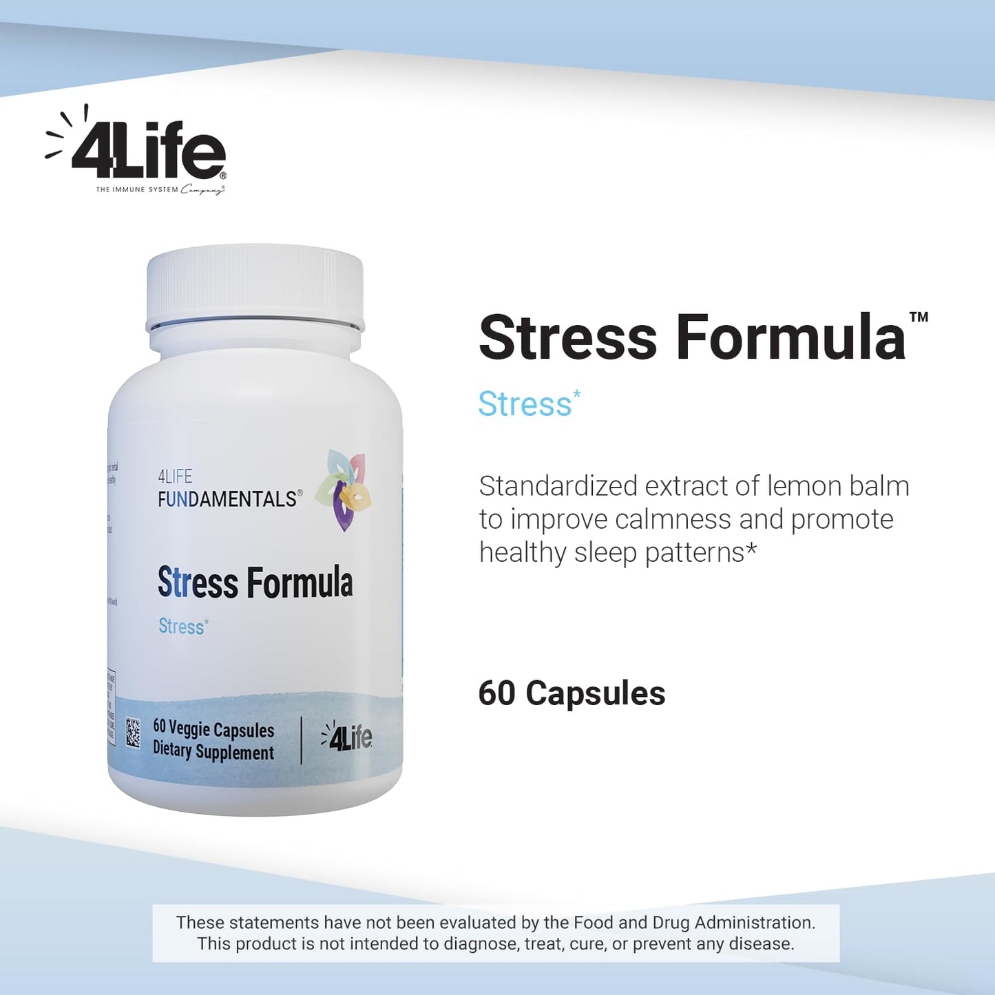 4Life Stress Formula - Calming Sleep Support Dietary Supplement | Lemon Balm, Chamomile & Valerian, 60 Capsules
