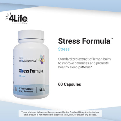 4Life Stress Formula - Calming Sleep Support Dietary Supplement | Lemon Balm, Chamomile & Valerian, 60 Capsules