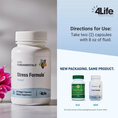 4Life Stress Formula - Calming Sleep Support Dietary Supplement | Lemon Balm, Chamomile & Valerian, 60 Capsules