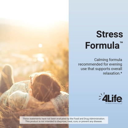 4Life Stress Formula - Calming Sleep Support Dietary Supplement | Lemon Balm, Chamomile & Valerian, 60 Capsules