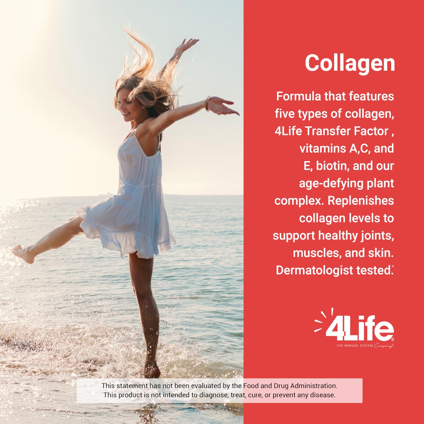 4Life Transfer Factor Collagen – 5 Types of Collagen + Vitamins | Hair, Skin & Nails Support (15 Packets)