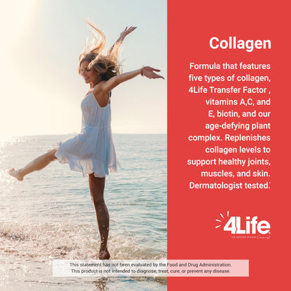 4Life Transfer Factor Collagen – 5 Types of Collagen + Vitamins | Hair, Skin & Nails Support (15 Packets)