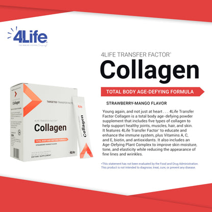 4Life Transfer Factor Collagen – 5 Types of Collagen + Vitamins | Hair, Skin & Nails Support (15 Packets)