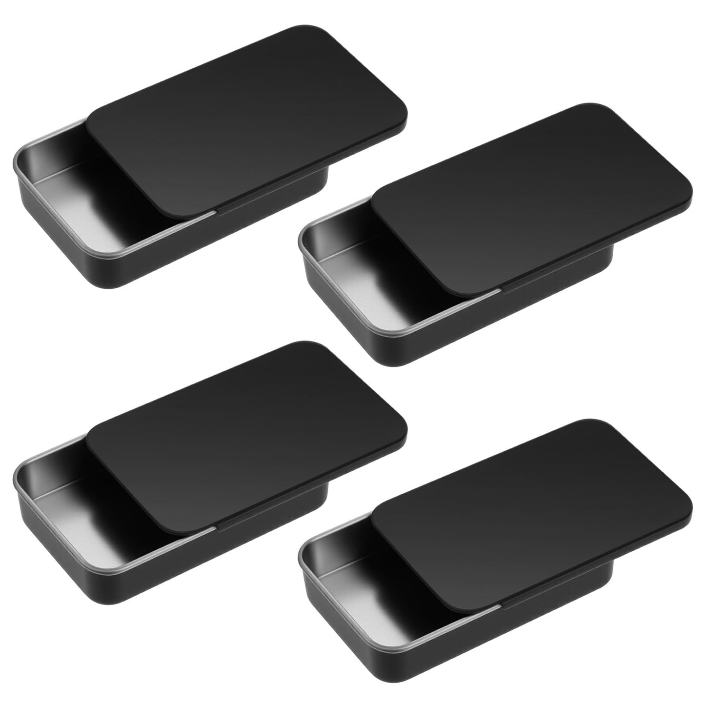 4-Pack Portable Black Dental Floss Case | Travel Floss Box with Metal Sliding Dispenser