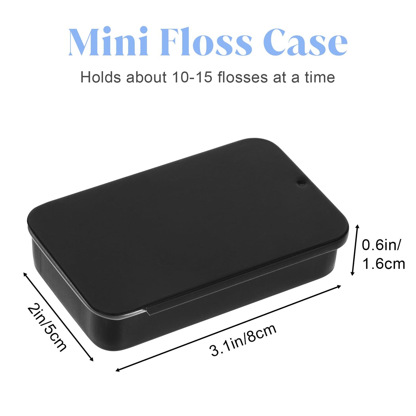 4-Pack Portable Black Dental Floss Case | Travel Floss Box with Metal Sliding Dispenser