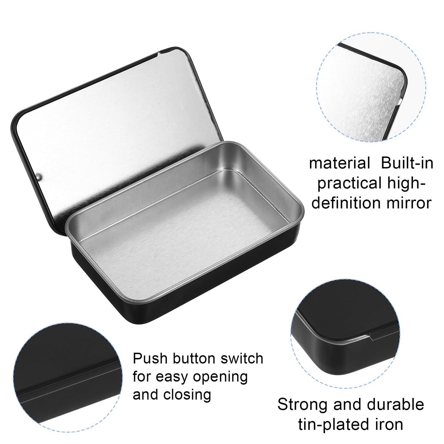4-Pack Portable Black Dental Floss Case | Travel Floss Box with Metal Sliding Dispenser