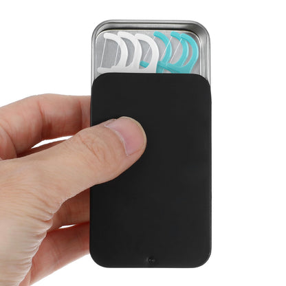 4-Pack Portable Black Dental Floss Case | Travel Floss Box with Metal Sliding Dispenser