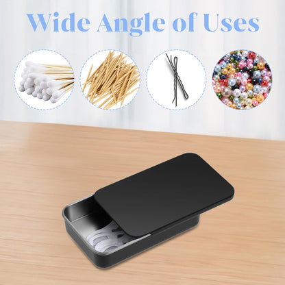 4-Pack Portable Black Dental Floss Case | Travel Floss Box with Metal Sliding Dispenser