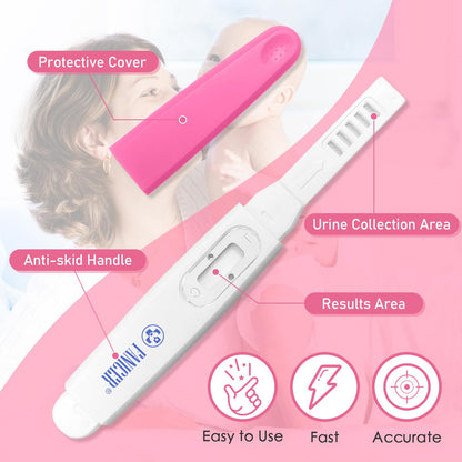 5 Count Early Detection Pregnancy Tests - Rose Red, Individually Packed, At-Home HCG Kit